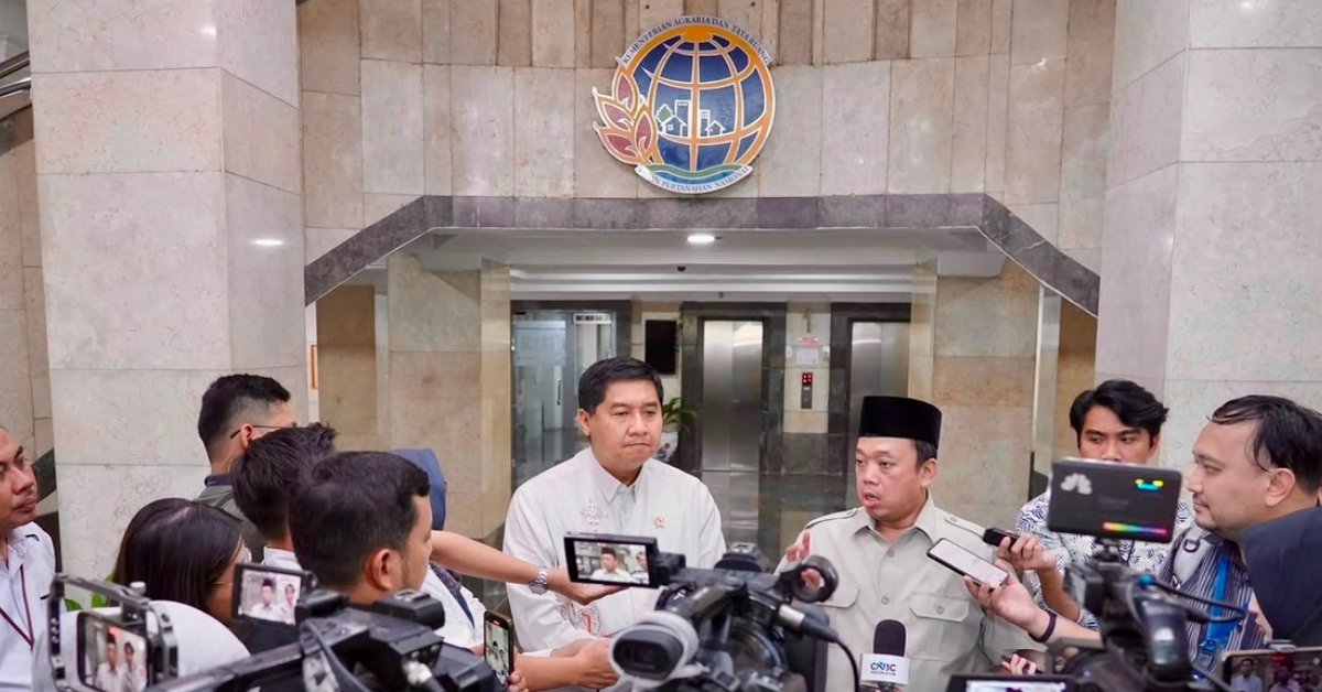 Menteri ATR/BPN dan Maruar Sirait memberikan keterangan ke awak media.(foto/ist)